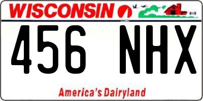 WI license plate 456NHX