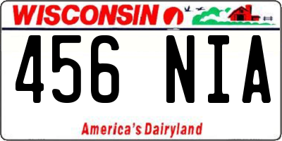WI license plate 456NIA