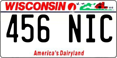 WI license plate 456NIC