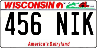 WI license plate 456NIK