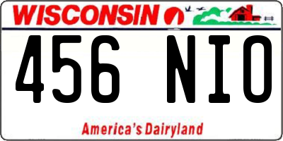 WI license plate 456NIO