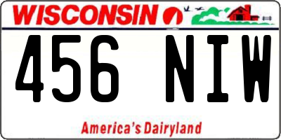 WI license plate 456NIW