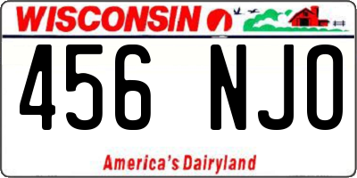 WI license plate 456NJO
