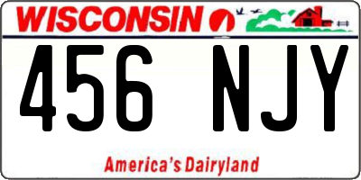 WI license plate 456NJY