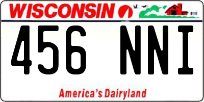 WI license plate 456NNI
