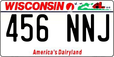 WI license plate 456NNJ