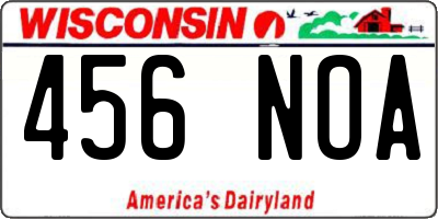 WI license plate 456NOA
