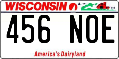 WI license plate 456NOE
