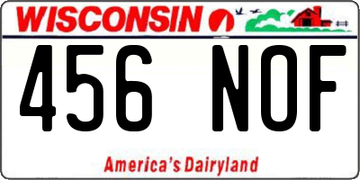 WI license plate 456NOF