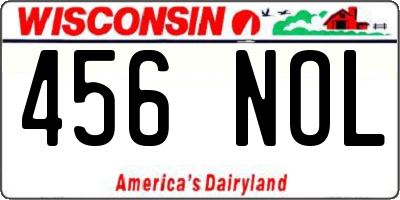 WI license plate 456NOL