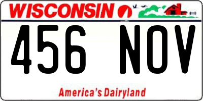 WI license plate 456NOV