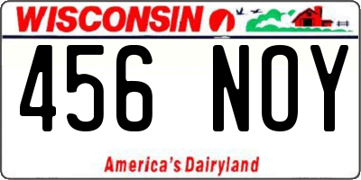 WI license plate 456NOY