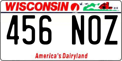 WI license plate 456NOZ