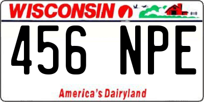 WI license plate 456NPE
