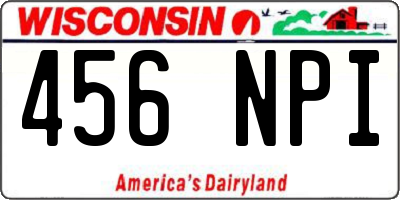 WI license plate 456NPI