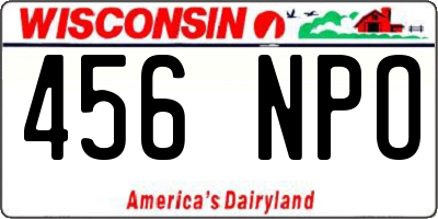 WI license plate 456NPO