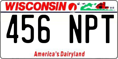 WI license plate 456NPT