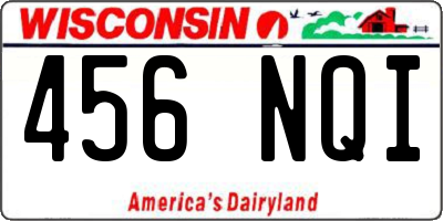 WI license plate 456NQI