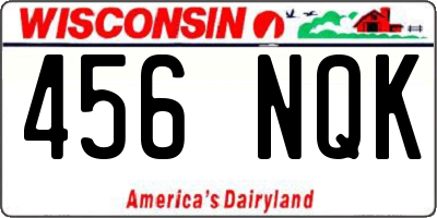 WI license plate 456NQK