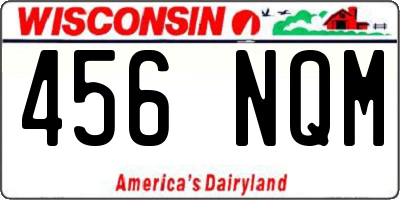 WI license plate 456NQM