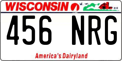 WI license plate 456NRG