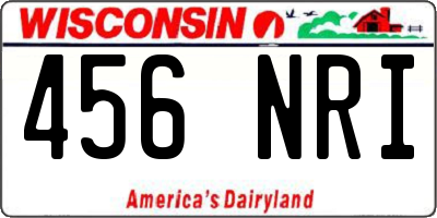 WI license plate 456NRI
