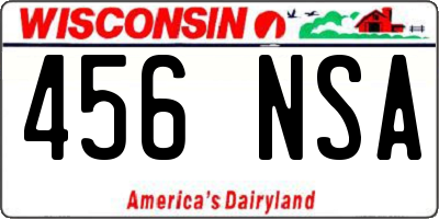 WI license plate 456NSA