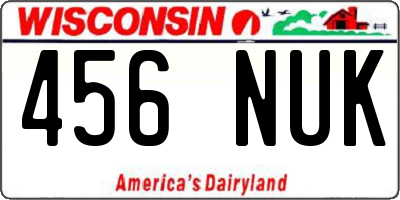 WI license plate 456NUK