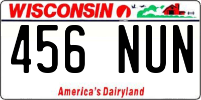 WI license plate 456NUN