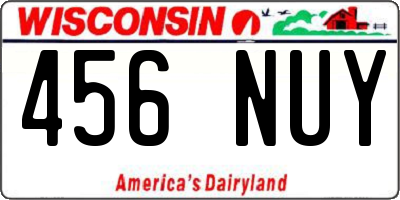 WI license plate 456NUY