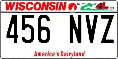 WI license plate 456NVZ
