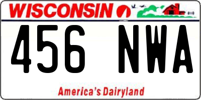 WI license plate 456NWA