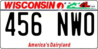 WI license plate 456NWO