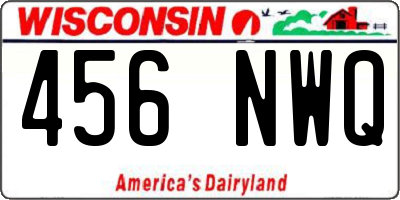 WI license plate 456NWQ
