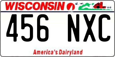 WI license plate 456NXC