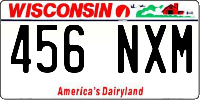 WI license plate 456NXM