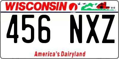 WI license plate 456NXZ