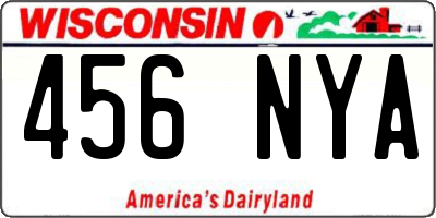 WI license plate 456NYA