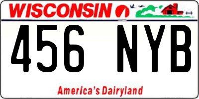 WI license plate 456NYB