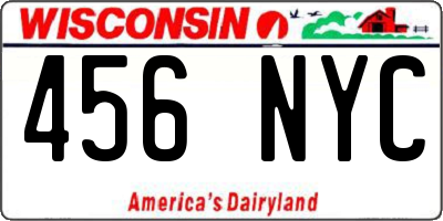 WI license plate 456NYC