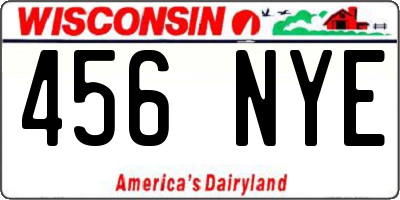 WI license plate 456NYE