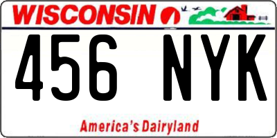 WI license plate 456NYK