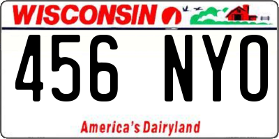 WI license plate 456NYO