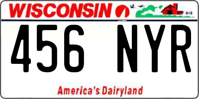 WI license plate 456NYR