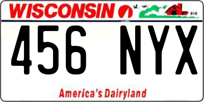 WI license plate 456NYX