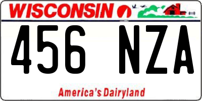 WI license plate 456NZA