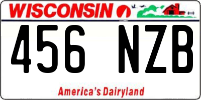 WI license plate 456NZB