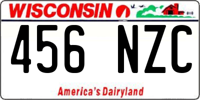 WI license plate 456NZC