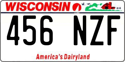 WI license plate 456NZF