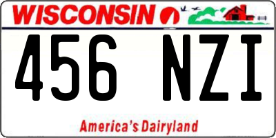 WI license plate 456NZI